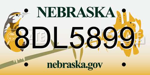 8DL5899 Nebraska License Plate