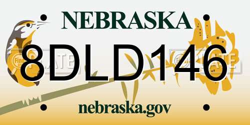 8DLD146 Nebraska License Plate
