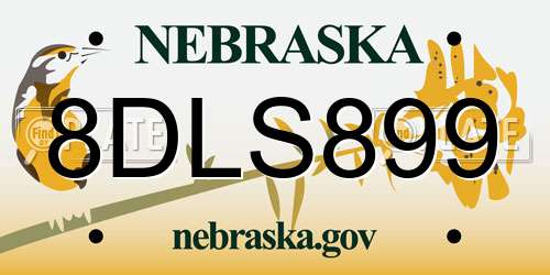 8DLS899 Nebraska License Plate