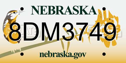 8DM3749 Nebraska License Plate