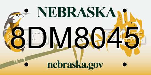 8DM8045 Nebraska License Plate