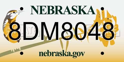 8DM8048 Nebraska License Plate