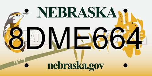 8DME664 Nebraska License Plate