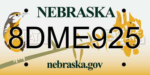 8DME925 Nebraska License Plate