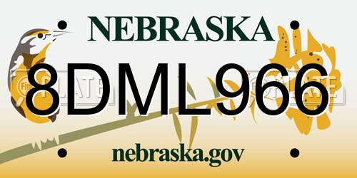 8DML966 Nebraska License Plate