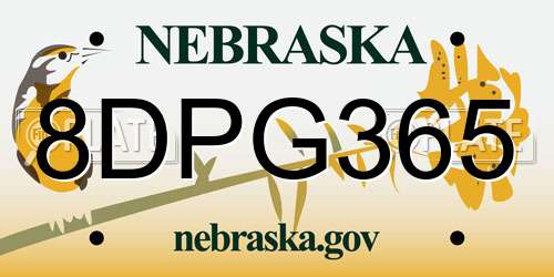 8DPG365 Nebraska License Plate