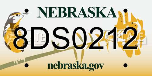 8DS0212 Nebraska License Plate