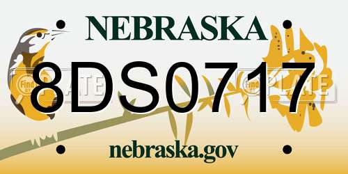 8DS0717 Nebraska License Plate