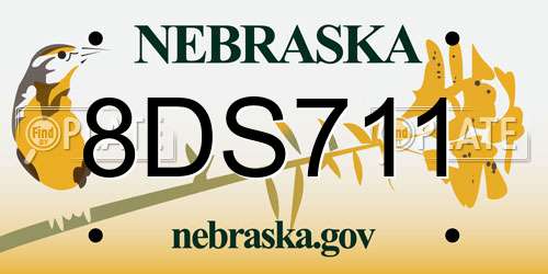 8DS711 Nebraska License Plate