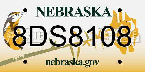 8DS8108 Nebraska License Plate