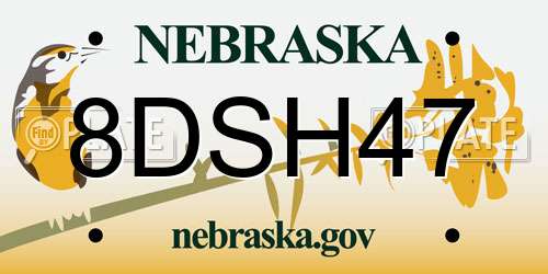 8DSH47 Nebraska License Plate