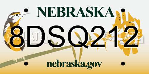 8DSQ212 Nebraska License Plate