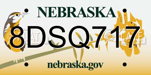 8DSQ717 Nebraska License Plate
