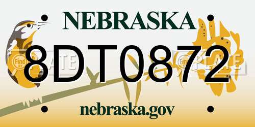 8DT0872 Nebraska License Plate