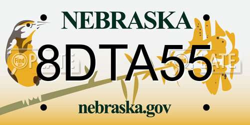 8DTA55 Nebraska License Plate