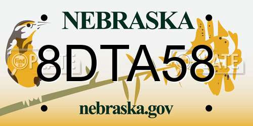 8DTA58 Nebraska License Plate