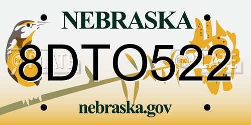 8DTO522 Nebraska License Plate