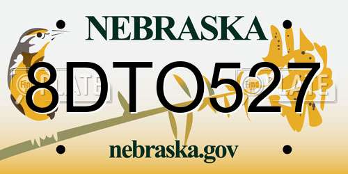 8DTO527 Nebraska License Plate