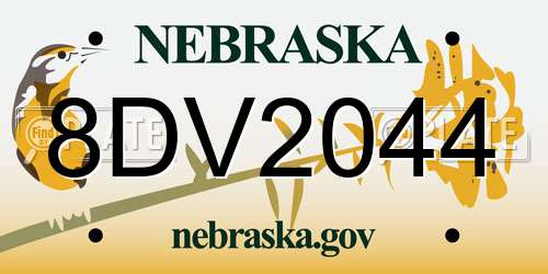 8DV2044 Nebraska License Plate