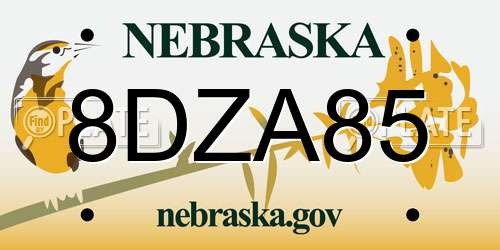 8DZA85 Nebraska License Plate