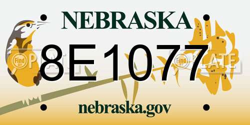 8E1077 Nebraska License Plate