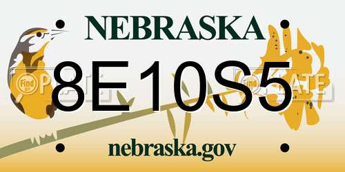 8E10S5 Nebraska License Plate