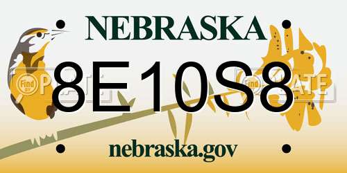 8E10S8 Nebraska License Plate