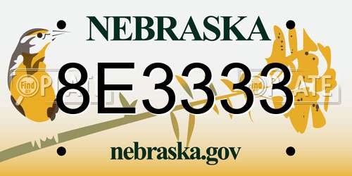 8E3333 Nebraska License Plate