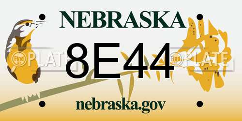 8E44 Nebraska License Plate