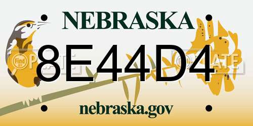 8E44D4 Nebraska License Plate