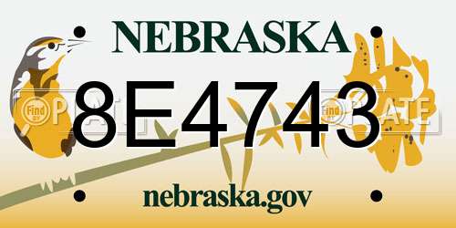 8E4743 Nebraska License Plate