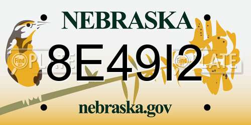 8E49I2 Nebraska License Plate