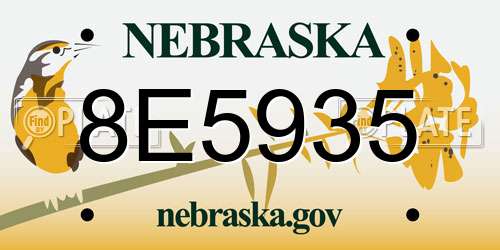 8E5935 Nebraska License Plate