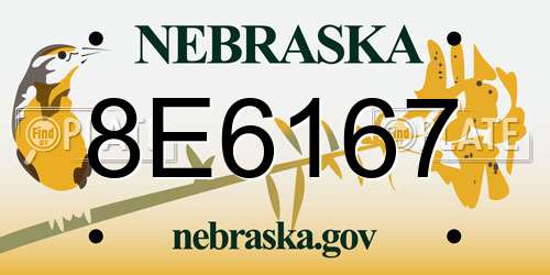 8E6167 Nebraska License Plate