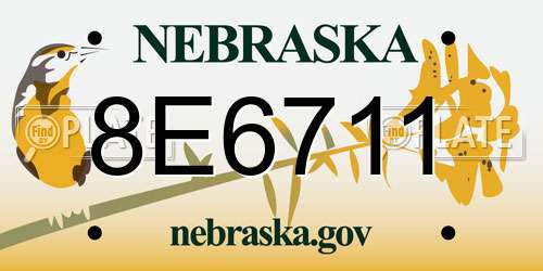8E6711 Nebraska License Plate