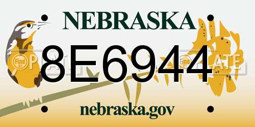 8E6944 Nebraska License Plate
