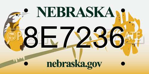 8E7236 Nebraska License Plate