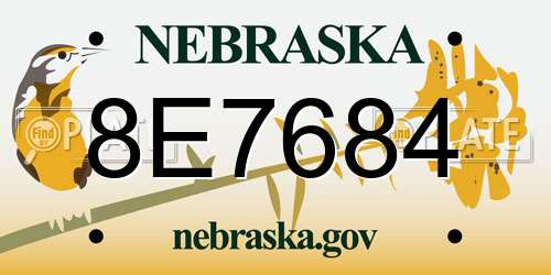 8E7684 Nebraska License Plate