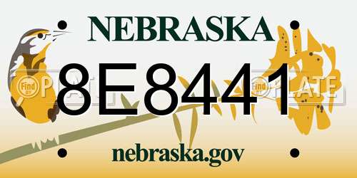 8E8441 Nebraska License Plate