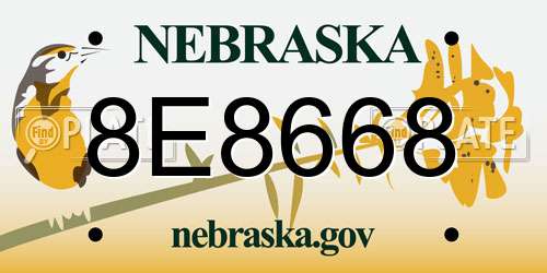 8E8668 Nebraska License Plate