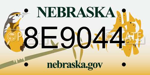 8E9044 Nebraska License Plate