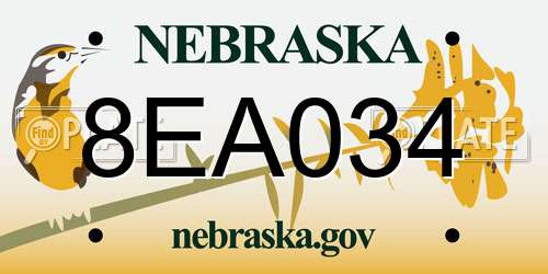 8EA034 Nebraska License Plate
