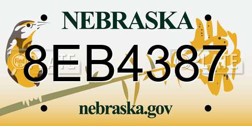 8EB4387 Nebraska License Plate