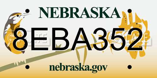 8EBA352 Nebraska License Plate