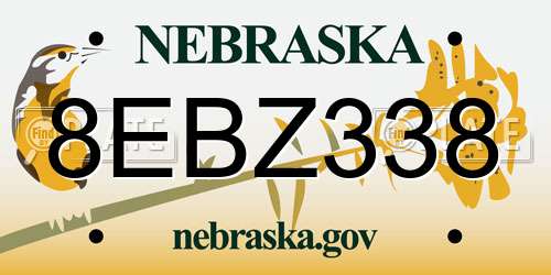 8EBZ338 Nebraska License Plate