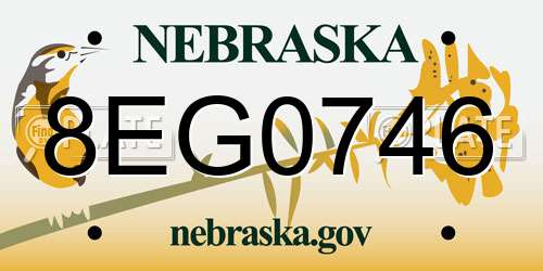 8EG0746 Nebraska License Plate