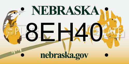 8EH40 Nebraska License Plate