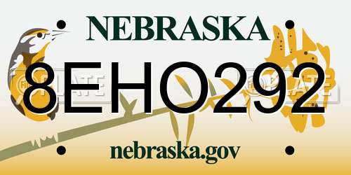 8EHO292 Nebraska License Plate