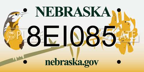 8EI085 Nebraska License Plate