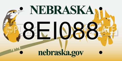 8EI088 Nebraska License Plate